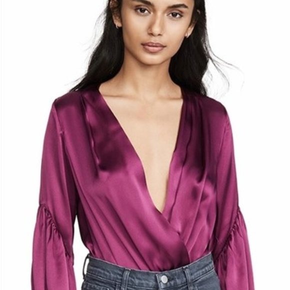 Amanda Uprichard Silk Wrap Bodysuit - Picture 2 of 4